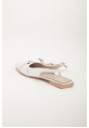 Beyaz Parlak Çok Bantlı Slingback Babet Ayakkabı Hertu