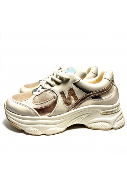 Rose Gold Detaylı Bej Kalın Taban Sneaker keme