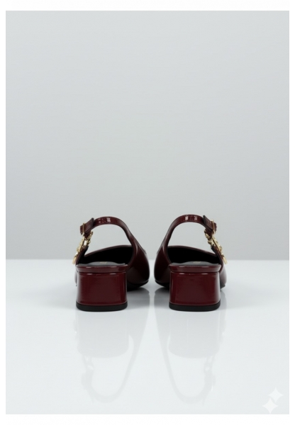 Bordo Rugan Aksesuarlı Kısa Topuklu Ayakkabı - TAMAL 599₺