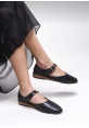 Klasik Gold Tokalı Siyah Loafer aden