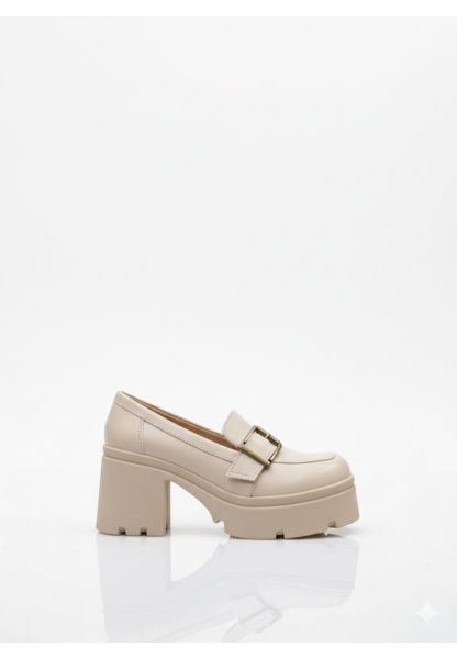 Krem KalınTokalı Kalın Taban Kadın Loafer 849₺ loa