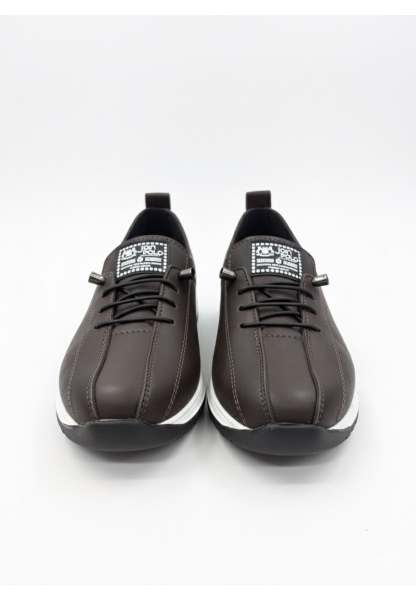 Vegan Deri Koyu Kahve Kadın Sneaker 590₺ | Günlük Rahat ve Şık Suni Deri Spor Ayakkabı Modelleri