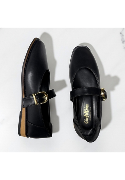 Altın Tokalı Siyah Kadın Loafer  tipo