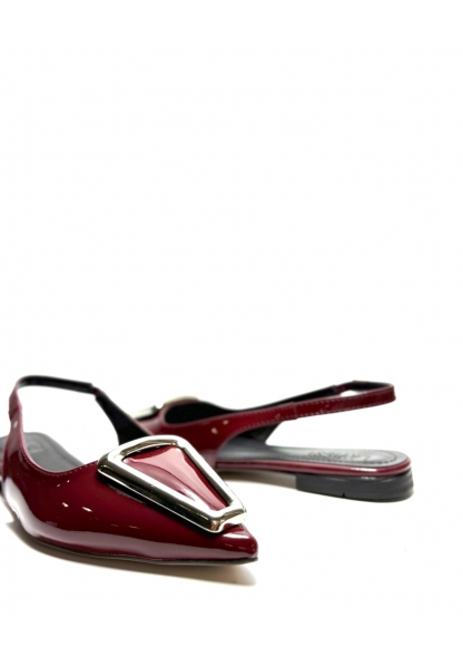 Tokalı Sivri Burun Bordo Slingback Ayakkabı zerta