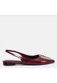Tokalı Sivri Burun Bordo Slingback Ayakkabı zerta