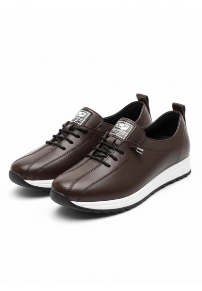 Vegan Deri Kahverengi Kadın Sneaker 590₺ | Beyaz Tabanlı Suni Deri Günlük Spor Ayakkabı