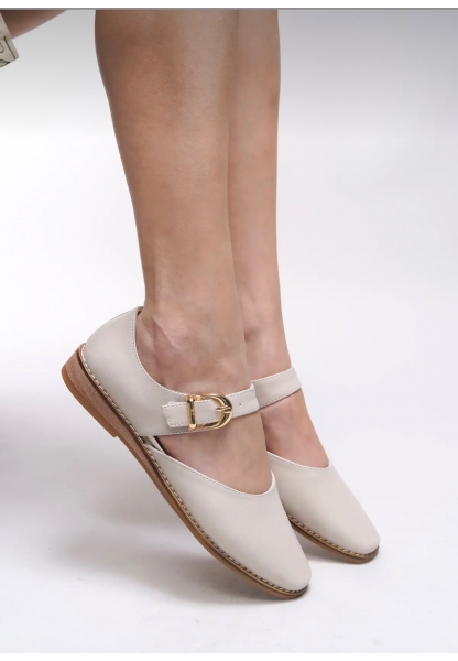 Krem Rengi Gold Tokalı loafer aden