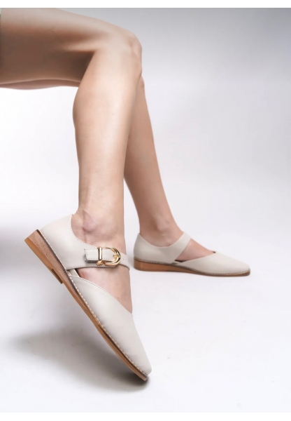 Krem Rengi Gold Tokalı loafer aden