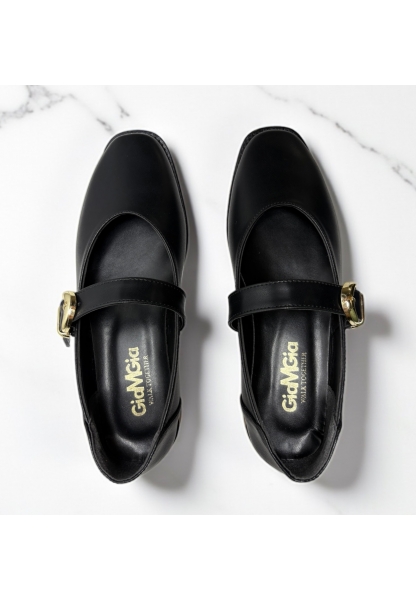 Altın Tokalı Siyah Kadın Loafer  tipo
