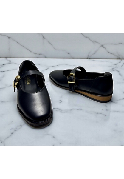 Altın Tokalı Siyah Kadın Loafer  tipo