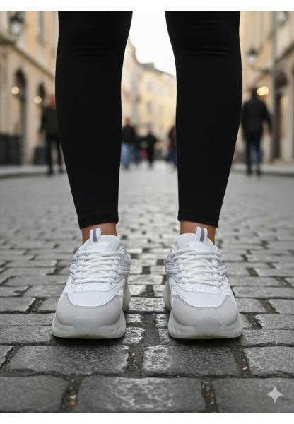 Beyaz Renk Şeffaf Taban Spor Ayakkabı 699₺ flet