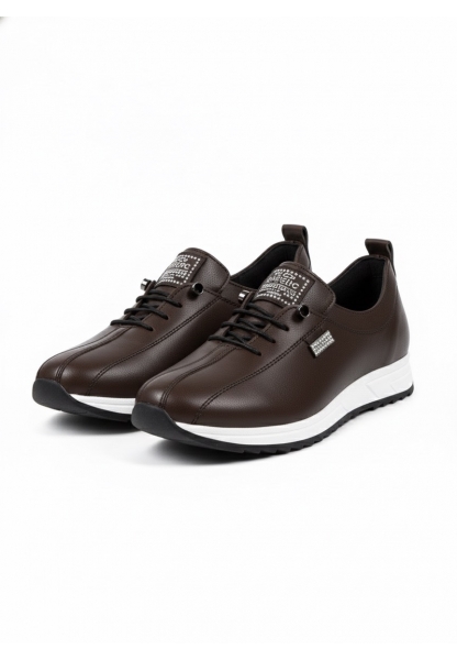 Vegan Deri Kahverengi Kadın Sneaker 590₺ | Beyaz Tabanlı Suni Deri Günlük Spor Ayakkabı