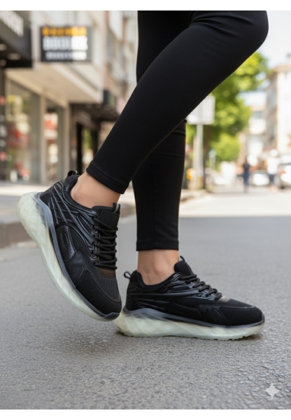 Siyah Kalın Taban Transparan Detaylı Spor Ayakkabı 699₺ flet - Günlük Rahat Sneaker KADIN SPOR | Join Polo 42416339