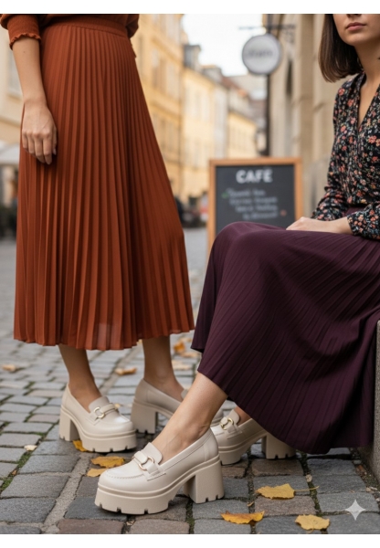 Bej Rugan Tokalı Kalın Taban Kadın Loafer 849₺ yumi
