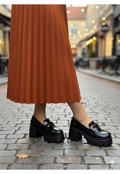  Siyah Rugan Tokalı Kalın Taban Kadın Loafer 849₺ yumi