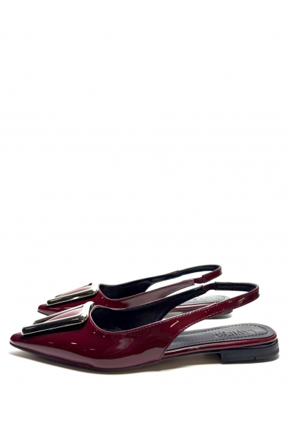 Tokalı Sivri Burun Bordo Slingback Ayakkabı zerta