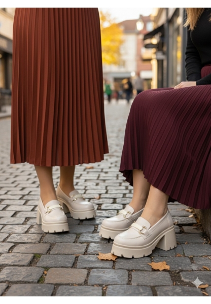 Bej Rugan Tokalı Kalın Taban Kadın Loafer 849₺ yumi